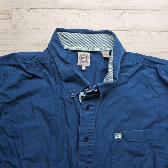 CINCH Shirt Men's Square Button Down XXL Blue  L/S Flip Cuff Western 2XL - Picture 2 of 5